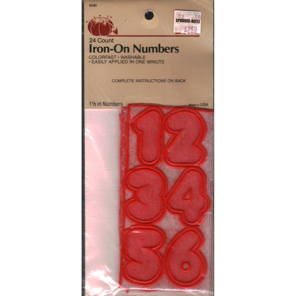 Vintage Dritz Iron-On Numbers 24 Count Red 1.5 Inch Retro Jersey Applique 1985